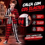 KIT FANTASIA INFANTIL PARA HALLOWEEN CORINGA (1 GRAVATA, 1 BLAZER E 1 CALÇA)