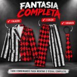 KIT FANTASIA INFANTIL PARA HALLOWEEN CORINGA (1 GRAVATA, 1 BLAZER E 1 CALÇA) - Imagem 4