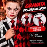 KIT FANTASIA INFANTIL PARA HALLOWEEN CORINGA (1 GRAVATA, 1 BLAZER E 1 CALÇA) - Imagem 7