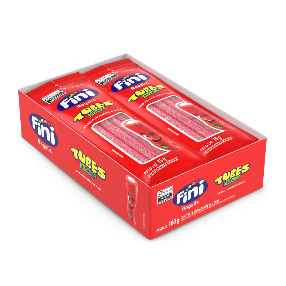 15517460973-af-dr-morango-azedinho-180g-1000x1000-1.jpg BALA FINI TUBES MORANGO CITRIC 12x15G - FINI - Imagem 1